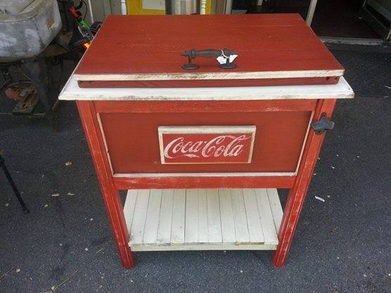 We built this Coca Cola cooler to last and to our customer's specifications. It is very striking in red and white with a distressed look.