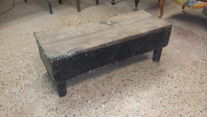 We found this very battered foot stool or table and decided to breathe some new life into it!