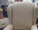 A customer brought this chair in for a makeover, notice the nice construction but stained upholstery.